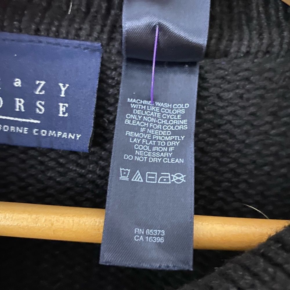 Crazy Horse Women's Christmas Full Zip Cardigan Sweater Black Size S - Picture 4 of 8